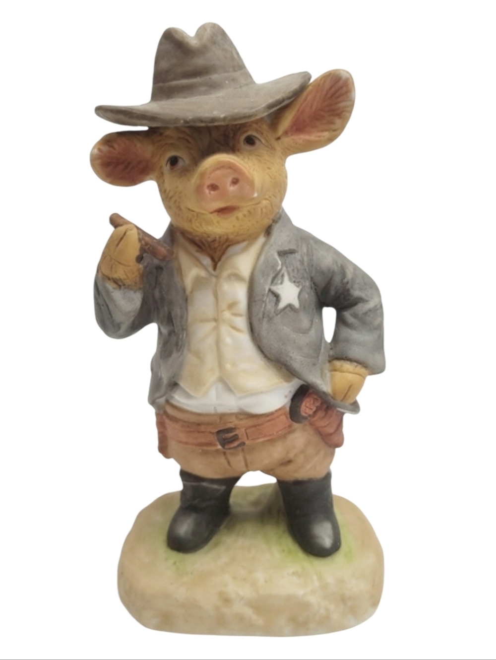 ENESCO "GUNFIGHT AT PIG CORRAL" PIG SHERIFF FIGURINE 1980